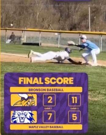 Bronson baseball splits DH with Maple Valley